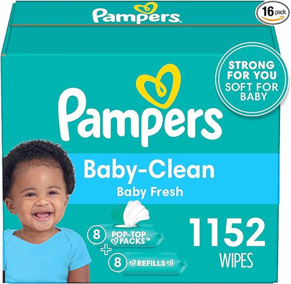 pampers baby fresh scented baby wipes combo, 72 count (pack of 16)